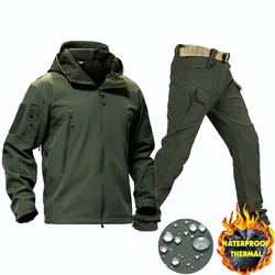 Fleece Waterproof Military Uniform Set Men Tactical Suit Black Hunting Special Forces Uniform Military Uniforms for Men