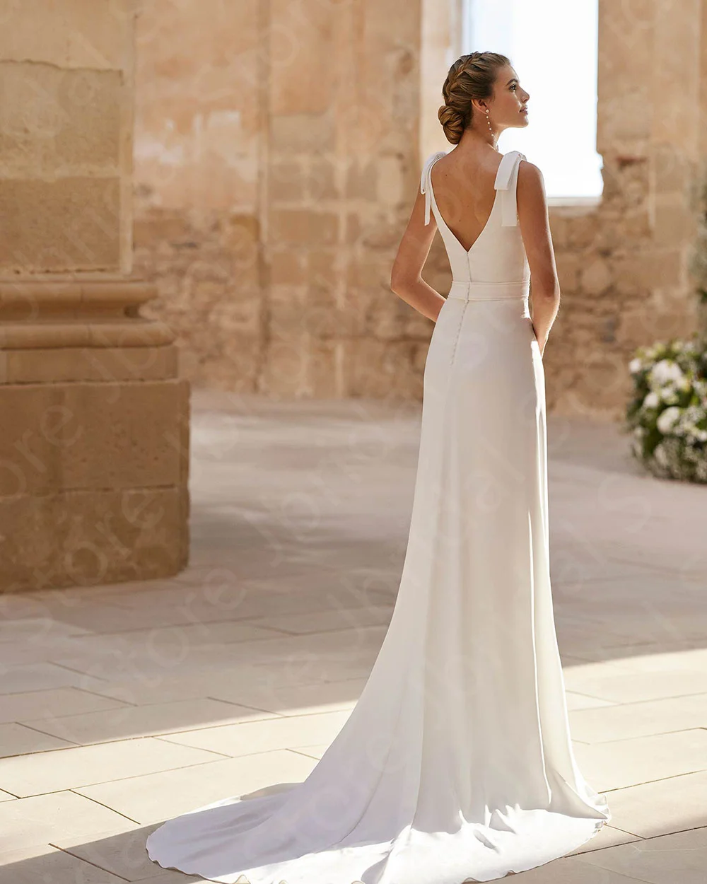 Customized Charming Wedding Dresses White with Cape Bridal Gowns Two Pieces Bride Dresses Sleeveless Wedding Gowns Back Out