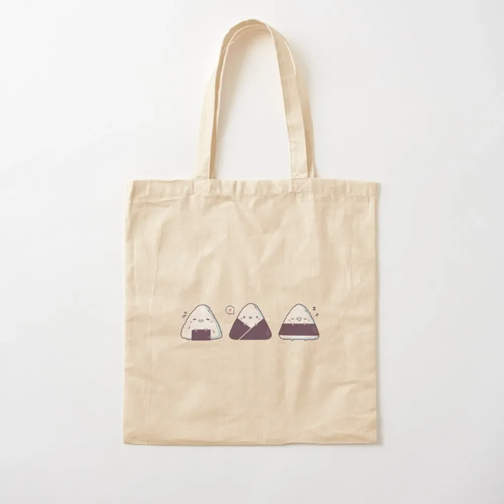 

Kawaii Onigiri Japanese Rice Balls Trio Tote Bag foldable reusable bag Women bags custom canvas bag