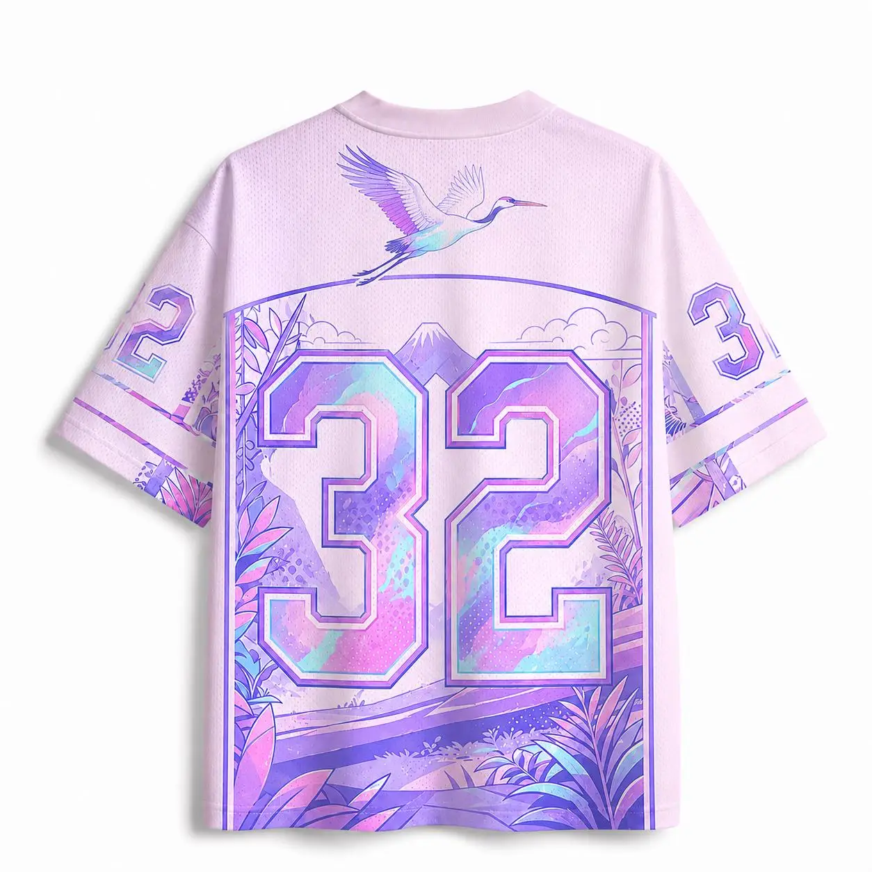 2026 Summer Fashion Retro Colorful Painting Crane Flying Design 3D Printing Outdoor Leisure Sports Fitness V-neck T-shirt Large