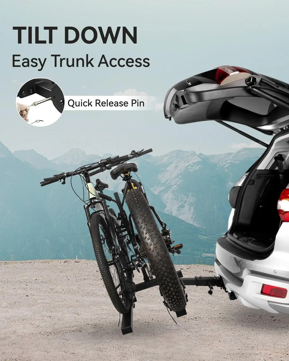 Hitch Bike Rack for 2 Bikes, Fits Cars Trucks SUVs RVs Trailers, Holds Fat Tire Mountain Electric Bikes - 200 lbs Capacity