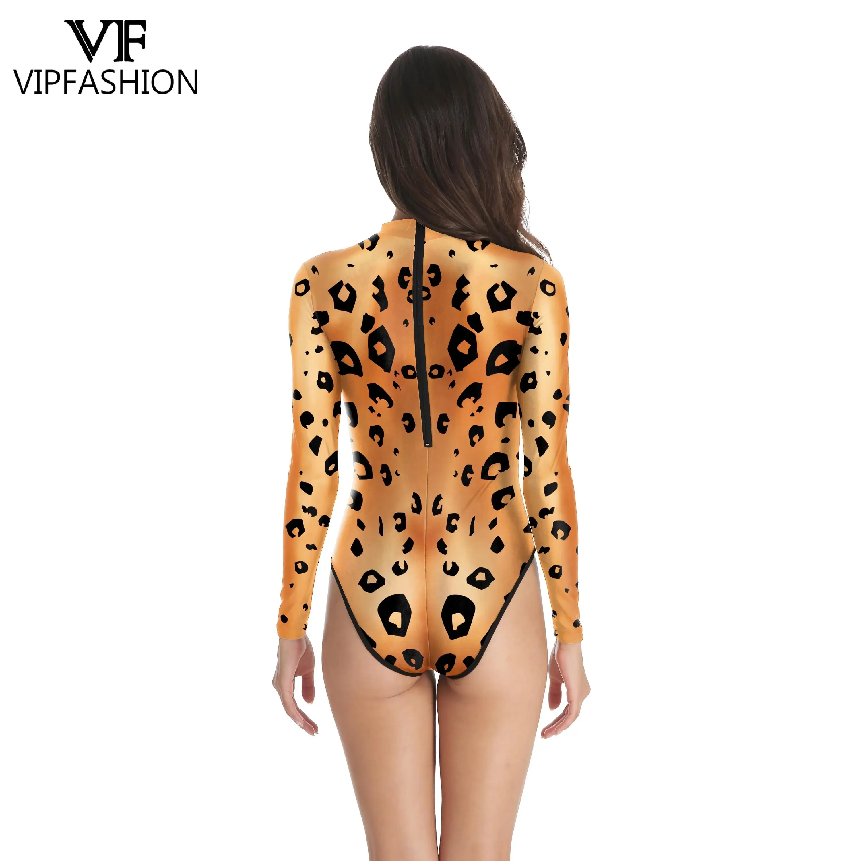 VIP FASHION wzór zebry przebranie na karnawał Leopard Zentai body Halloween fantazyjny strój kąpielowy ze zwierzętami z długim rękawem letnie stroje kąpielowe