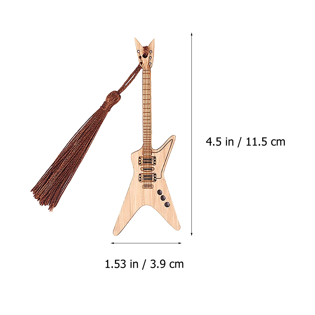 

Bamboo Bookmark Retro Bookmarks Bamboo Page marker Guitar Shape Decorative Vintage Student Eco friendly Book Mark