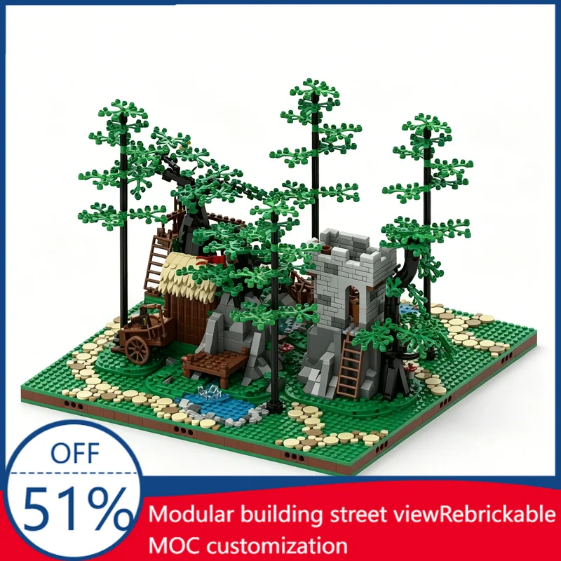 NEW 1849PCS Forestmen Diorama Scene Model Custom Creative Building Blocks DIY Assembly Educational Toy For Fans Halloween Gift