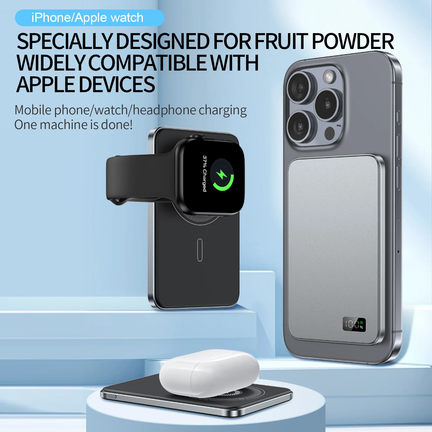 جديد رقيقة جدا سبيكة Powerbank المغناطيسي قوة البنك اللاسلكية شاحن سريع لبطارية احتياطية Magsafe ل iWatch Serise iPhone 16