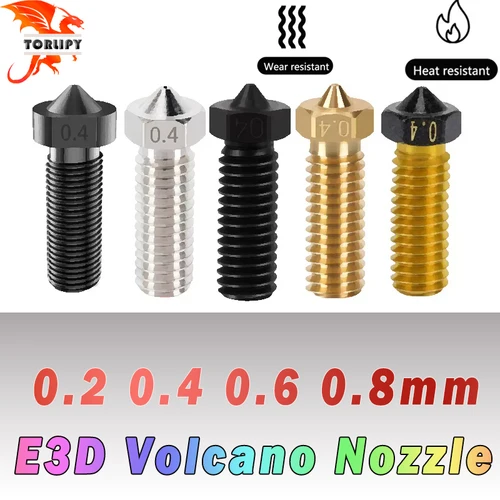 Boquilla de volcán E3D, acero duro, latón, PTFE plateado, impresión 3D para artillería Vyper Sidewinder X1 y X2 Genius Pro Hotend