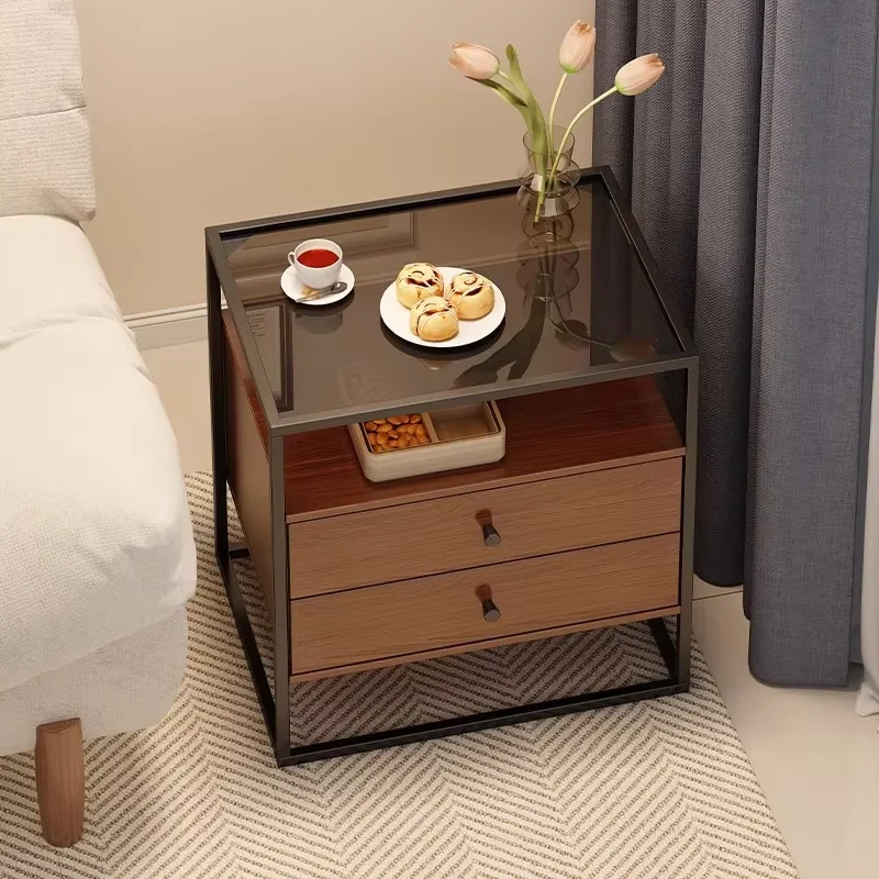 Designer Classic Brown Nightstands Nordic Storage Cabinets Bedside Nightstands Bedroom Drawer Mesitas De Noche Furniture Home