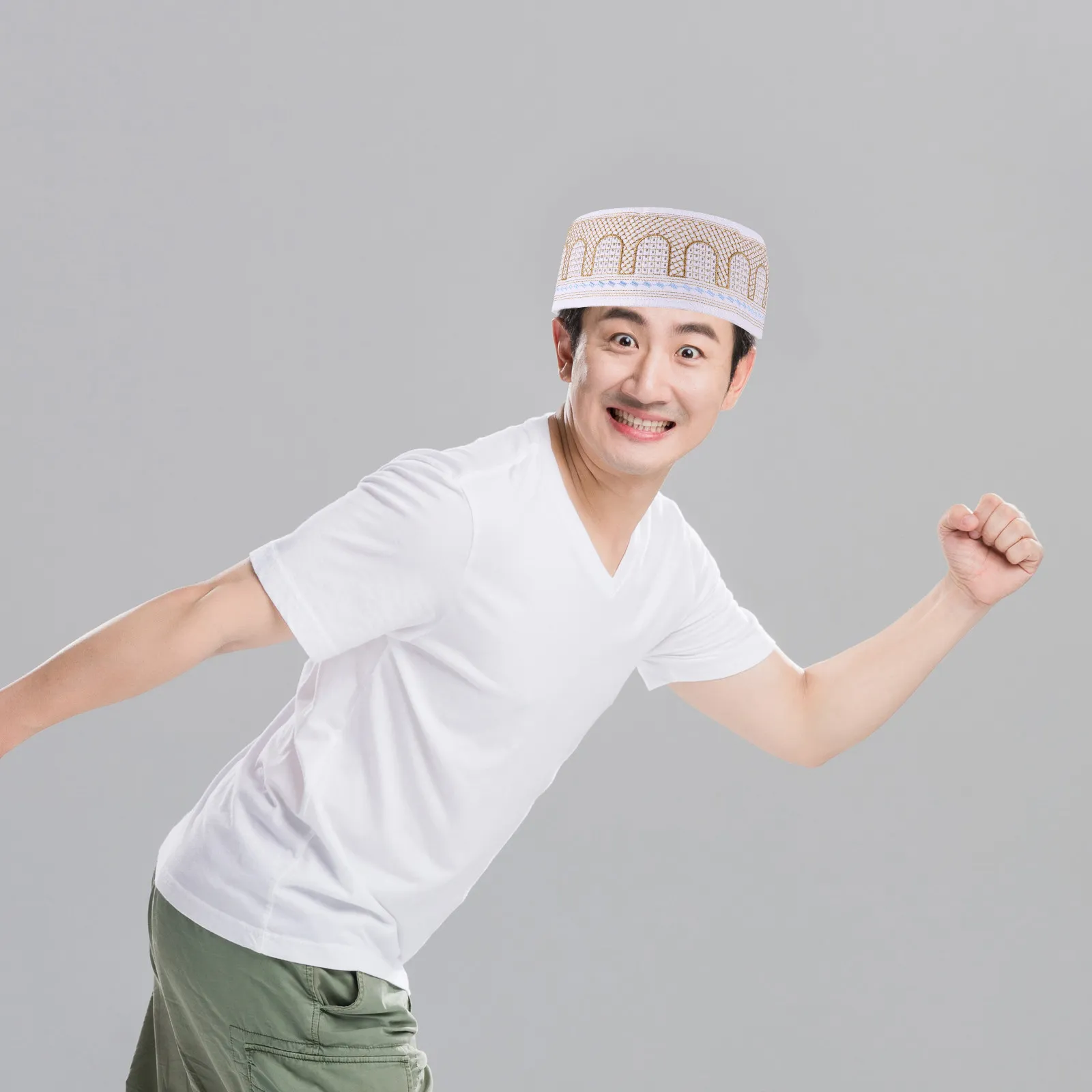 

Исламская молитвенная шапка с изысканной вышивкой для мужчин: дышащая, комфортная, в юго-восточноазиатском стиле, для ежедневных молитв и собраний