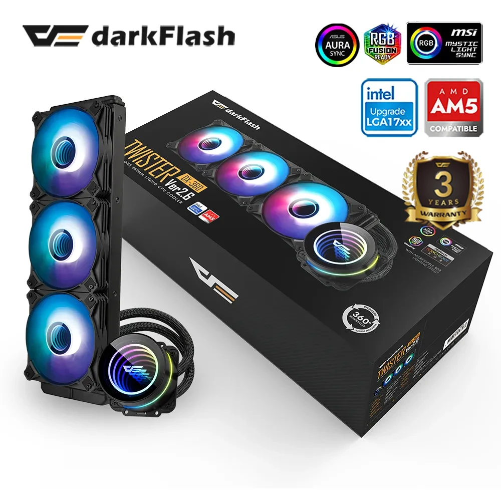 Darkflash 360Mm Lỏng Cpu Vô Cực Không Gian 4 Pin Pwm 3 Pin 5V Auru Đồng Bộ Cho Intel Và amd