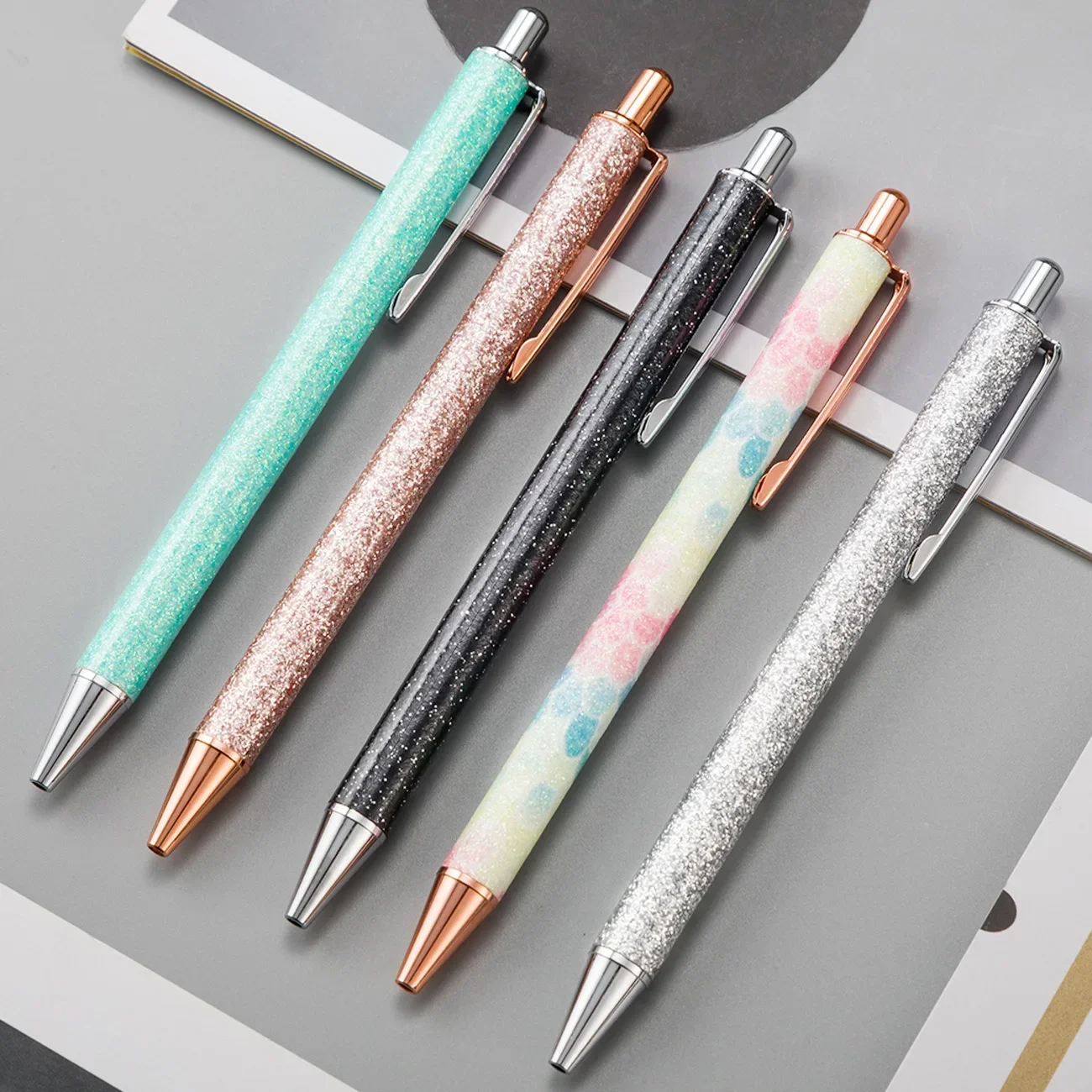 A50PCS/lot New Color Creative Gold Floating Ballpoint Pen Student Metal Signature Pen Novelty Pens For Writing Stationery