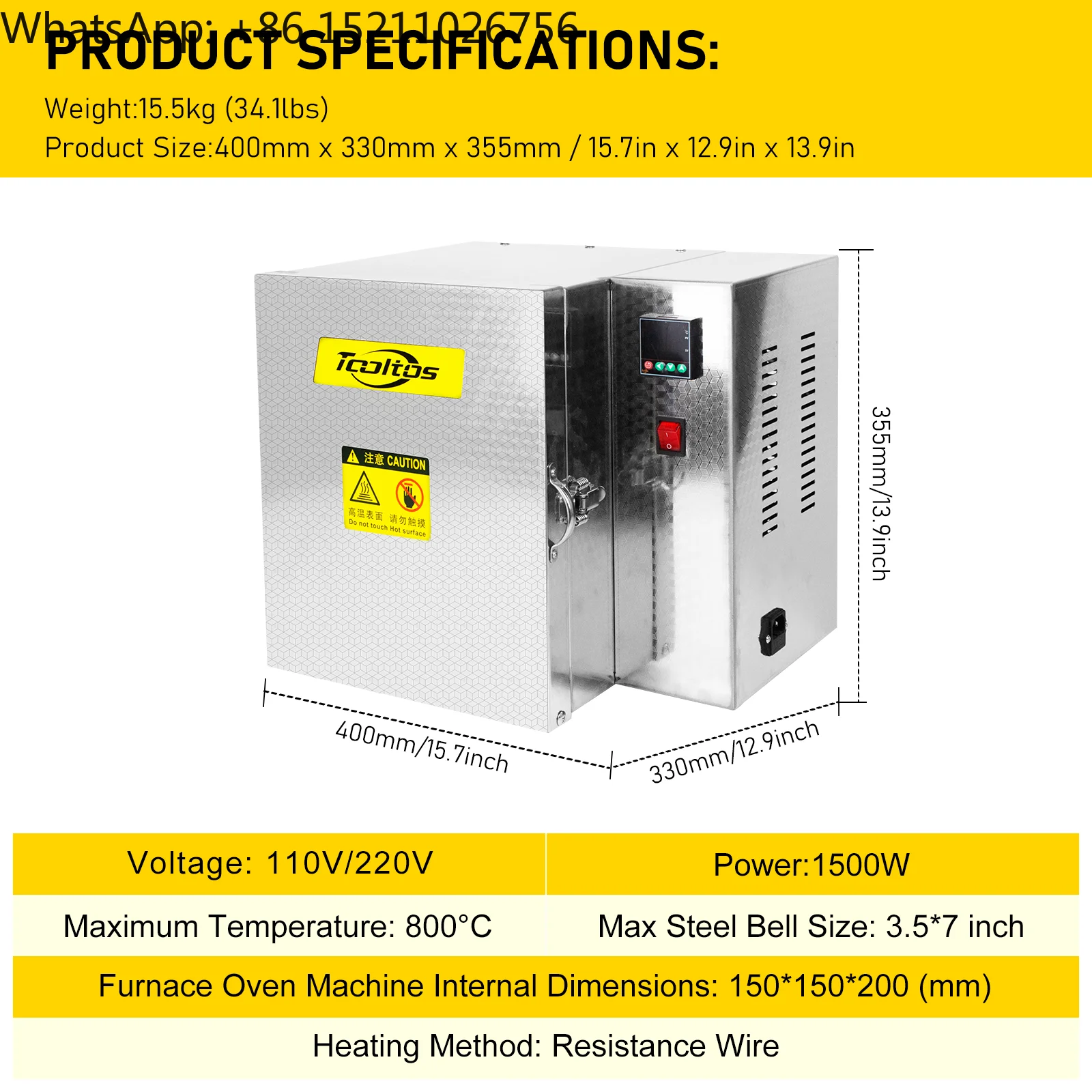 800 Degrees Constant Four-sided Oven Dry Plaster Mold Digital Display High Temperature Furnace Permanent Jewelry Machine