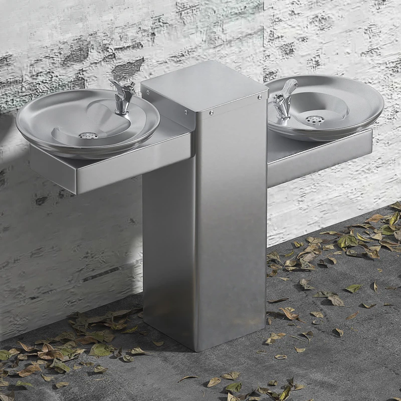 Outdoor 304 stainless steel water dispenser School column type wash basin Park community Outdoor drinking table