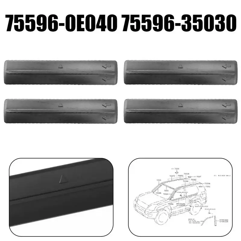 ABQB-4Pcs Roof Drip Rack Removal Cover Trim Clips Kits 75596-35020 For Toyota FJ Cruiser 07-14 Prado RAV4 Lexus 75596-35030