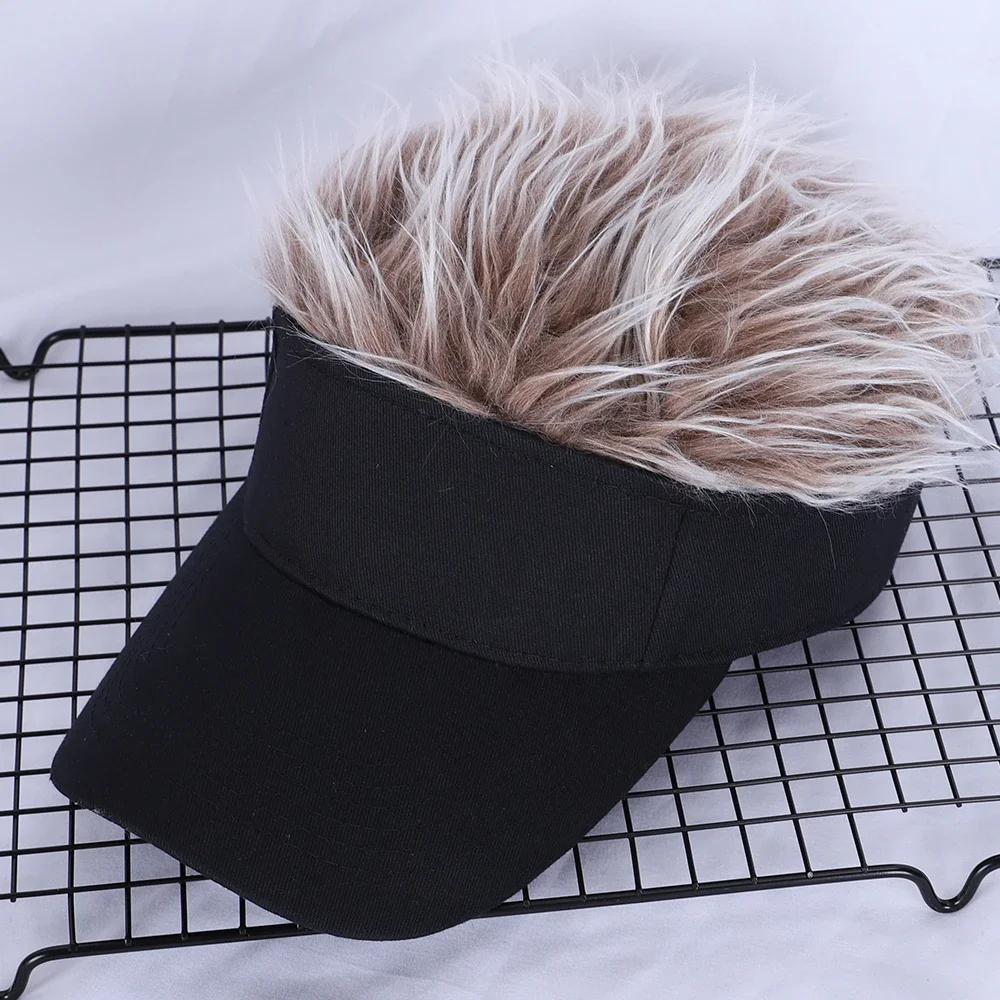 Golf Baseball Cap with Fake Flair Hair Cap Sun Visor Fun Toupee Hats Mens Womens Spiked Hairs Wig Hat Moto Gp Baseball Cap