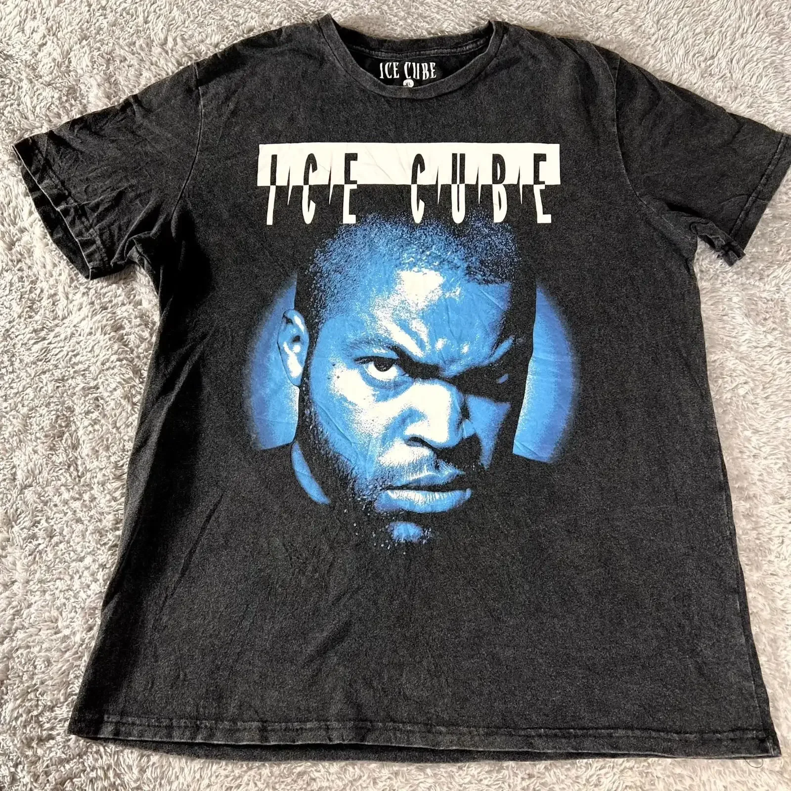 Ice Cube T Shirt Herren XL schwarz Baumwolle Hip Hop Rapper Songwriter Grafikdruck vintage Washed Stylish Unisex graphic