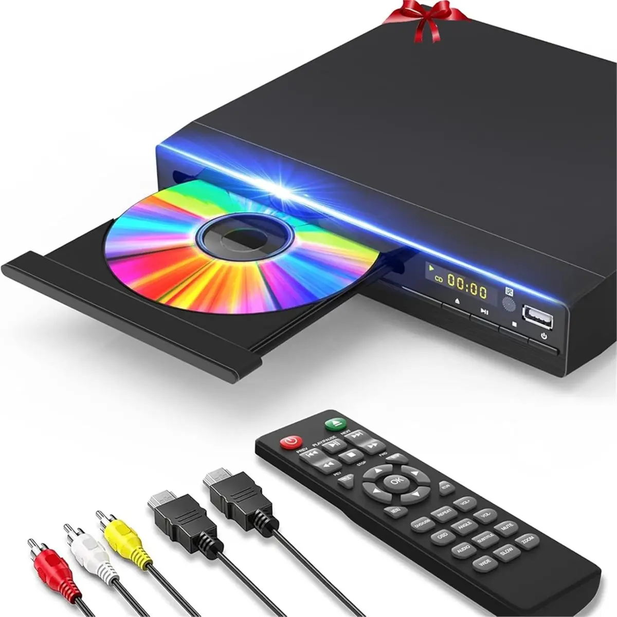B21B DVD Recorder Player for TV with HD 1080p Upscaling,HDMI-Compatible & AV &Coaxial Output,USB Input,Remote Control Eu Plug