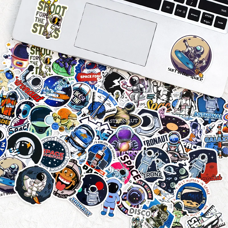 10/25/50pcs Waterproof Outer Space Graffiti Stickers Cartoon Astronaut Luggage Skateboard Laptop Refrigerator Car Gift