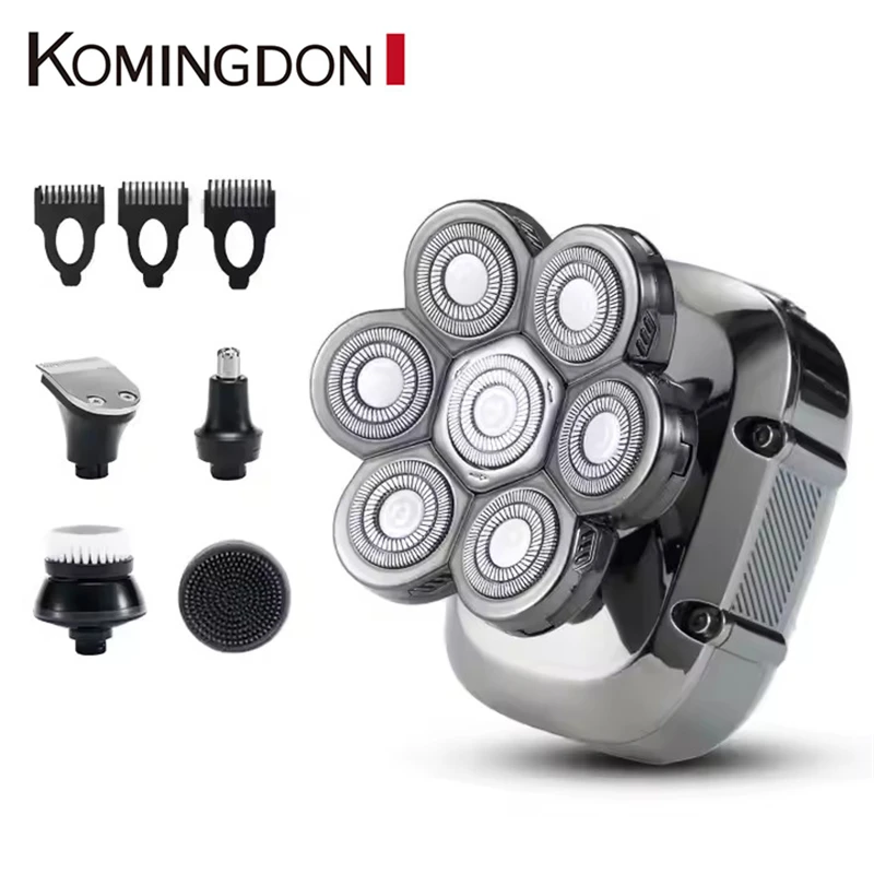 Xiaomi Komingdon Rotary Razor 5in1 USB Grooming Kit Wet/Dry LED 7 blade Waterproof Men Beard Rechargeable Electric Shaver