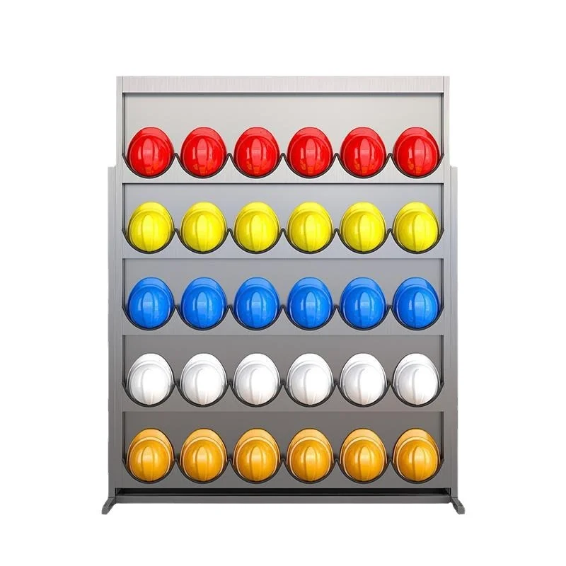 Hot 304Stainless Steel Safety Helmet Rack Vertical Display Stand Wall-Mounted Panel for Construction Site Employee Helmet Holder