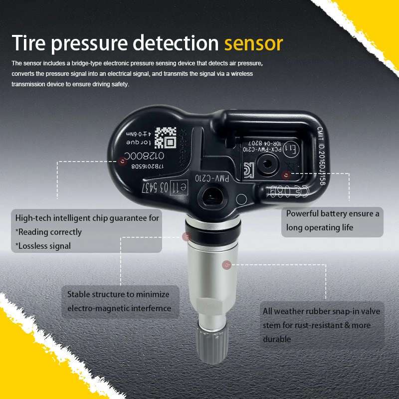 1/4 Uds Sensor de monitoreo de presión de neumáticos TPMS PMV-C210 para Lexus CT ES GS IS LC LS Series Compatible con 4260730070, 4260742020