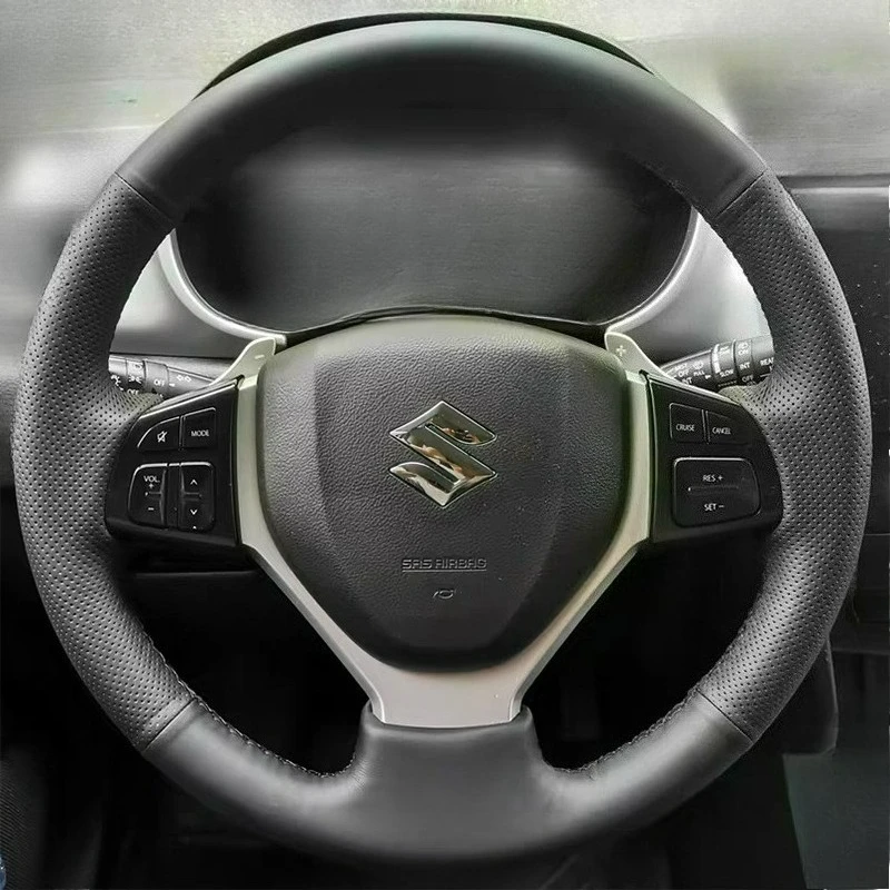 

Для Suzuki Vitara 2019 Escudo LY 4-го поколения 2016-2018, сшитый вручную ремонт, нескользящий черный кожаный чехол на руль автомобиля