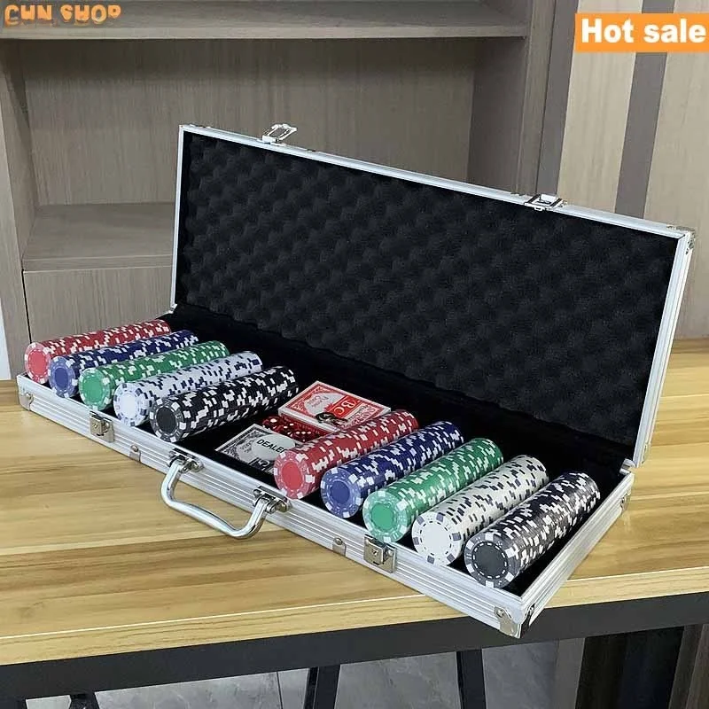 500 Chips Texas Hold Em Poker Set Aluminum Case Texas Poker Casino Quality Chips Professional Gaming Cards Included