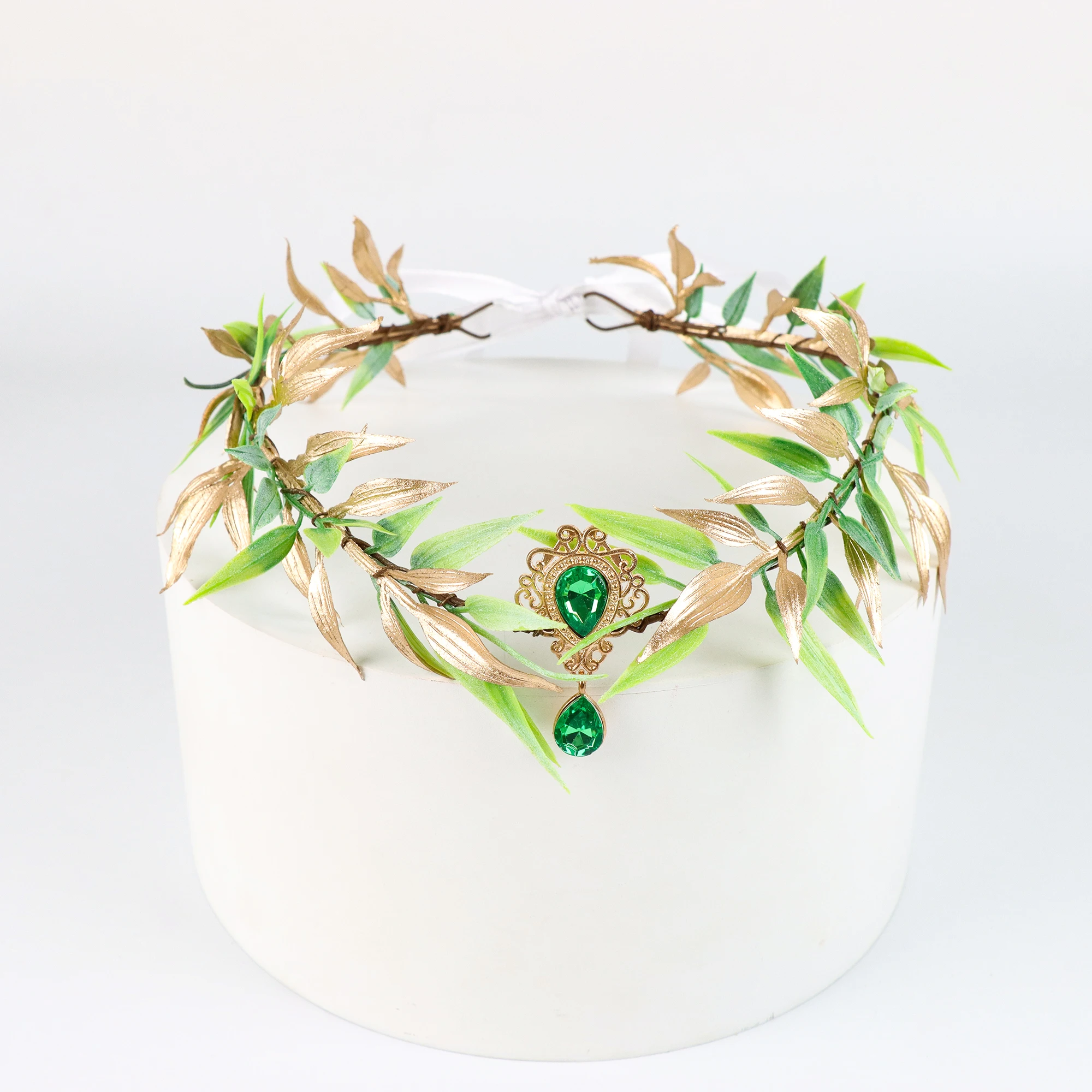 Retro Forest Temperament Suit Elf Gold Leaf Forehead Pendant Headband Elf Ear Clip PU Leather Waist Seal Role Play Accessories