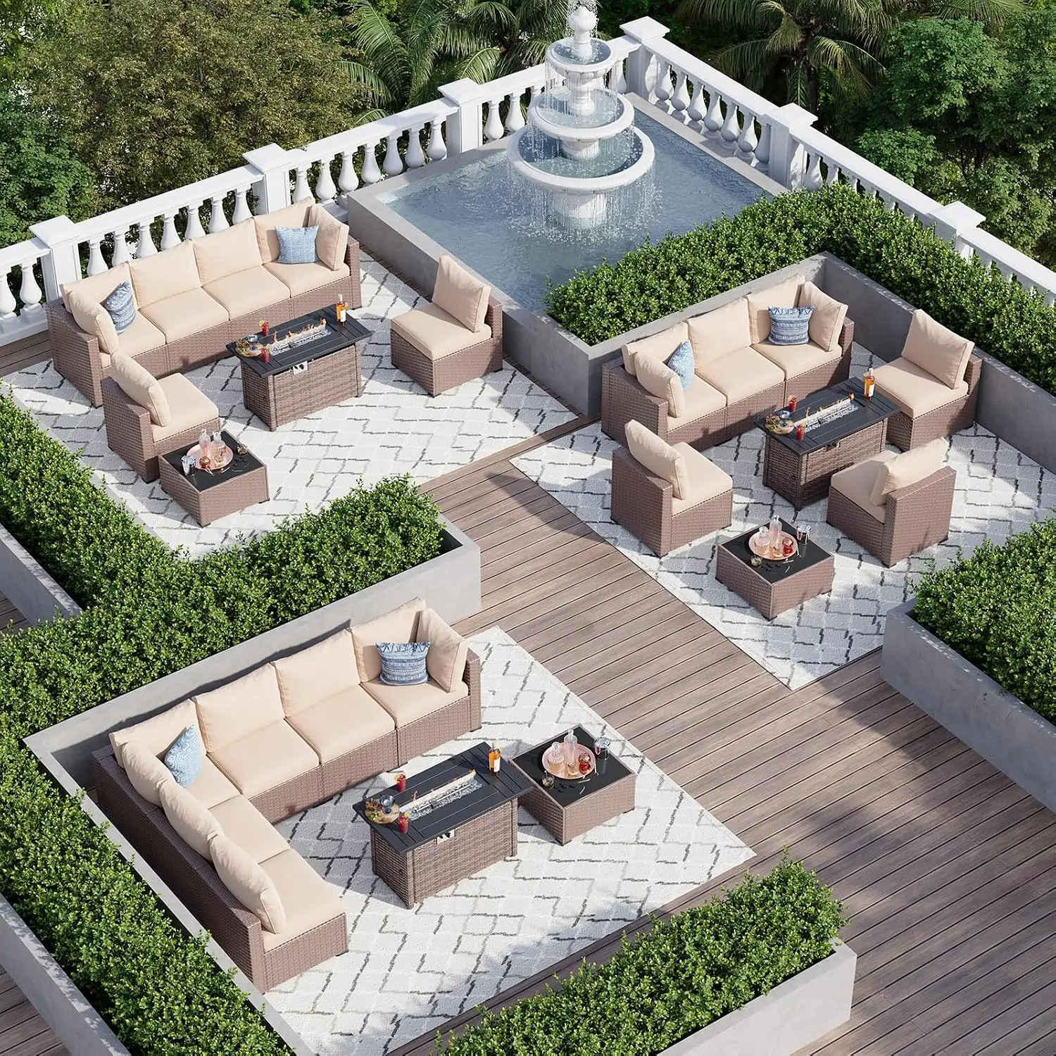 8-Piece Wicker Patio Sectional Sofa with 44
