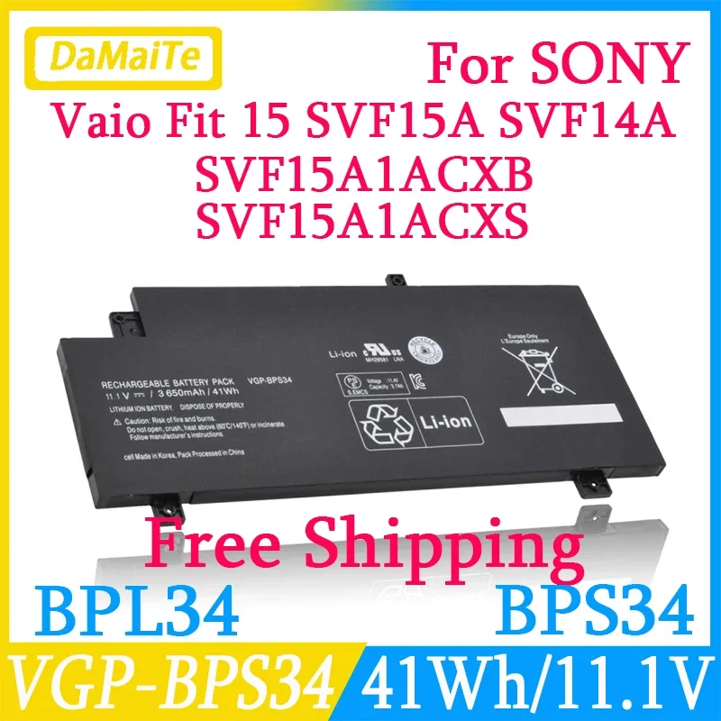 

New VGP-BPS34 Battery For SONY Vaio Fit 15 SVF15A SVF14A Series SVF15A1ACXB SVF15A1AC XS SVF14A SVF14AC1QU SVF15A1ACXB/ACXS/BCXB