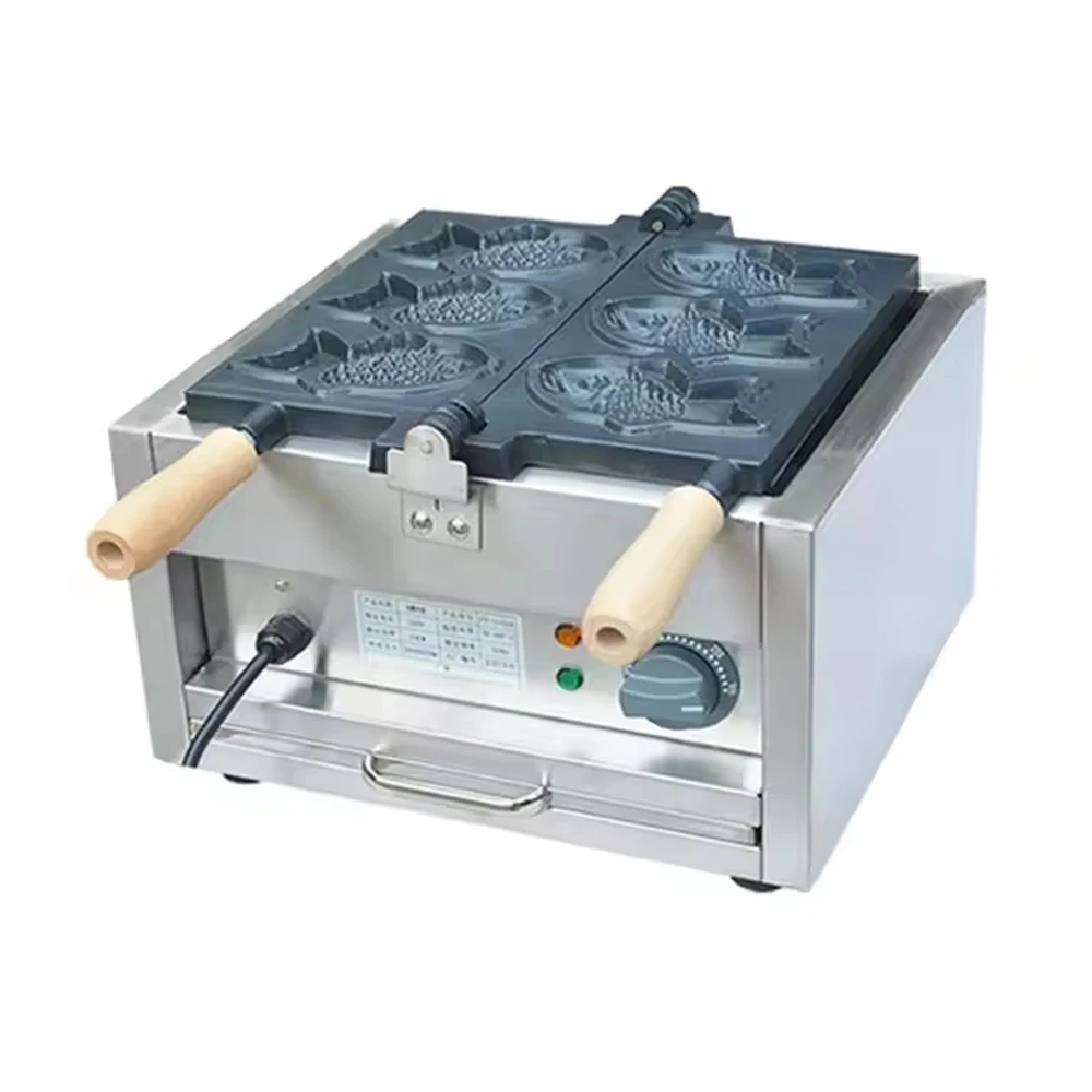 Máquina eléctrica comercial para hacer Taiyaki en forma de pez relleno, máquina para hacer pasteles coreanos, máquina para hacer gofres con cono de helado Taiyaki de huevo