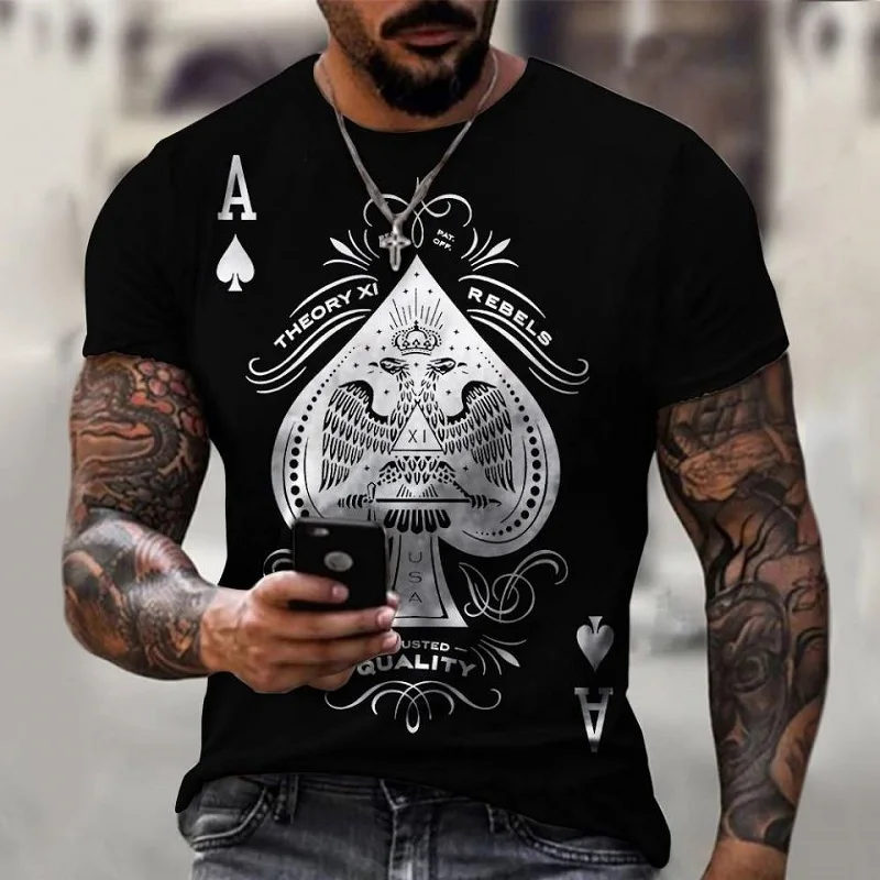 

Summer Personalized Casual 3D Poker A Pattern Series Printed Men's T-shirt Short Sleeve O-Neck Plus Size T-shirt