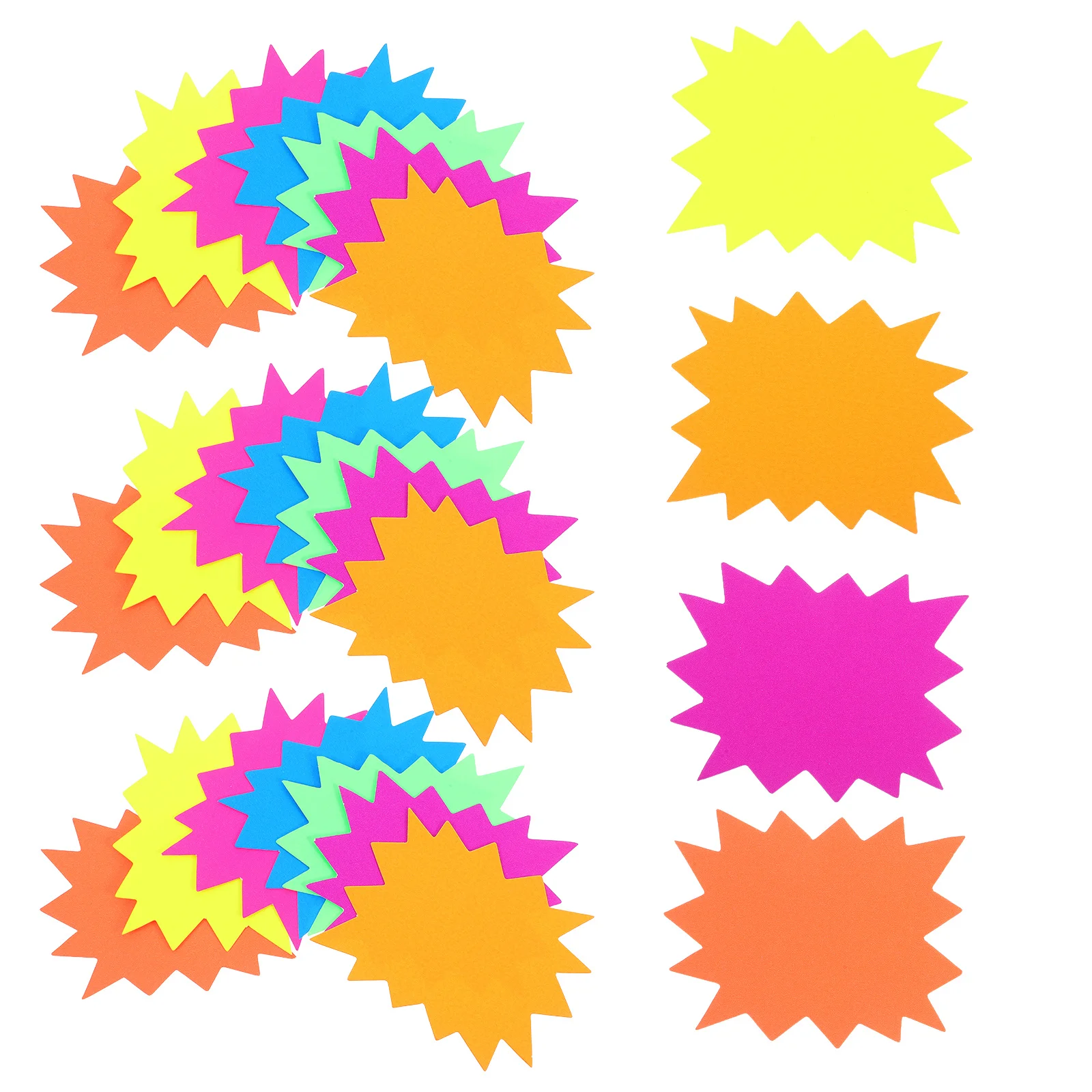 

80pcs Explosion Price Tags Fluorescent Multicolor Star Burst Blank Labels For Retail Store Garage Yard Sale Sale Stickers