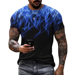 Camisetas masculinas de manga curta com impressão 3D Flame, camisetas grandes, designer de Harajuku, roupas casuais, novas, verão