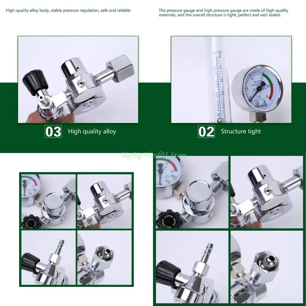 

24TE аргоновый расходомер, регулятор давления, манометр для сварки Mig Tig, металл, пластик