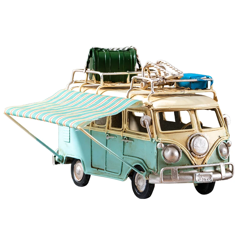 

American Style Nostalgic Style Iron Bus Decoration Simulation Retro Car Model