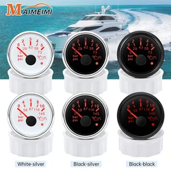 52mm Universal Oil Pressure Gauge 0-5bar 0-10bar psi Oil Press Gauge With Alarm LED Red Backlight for 12V 24V Car Boat Marine