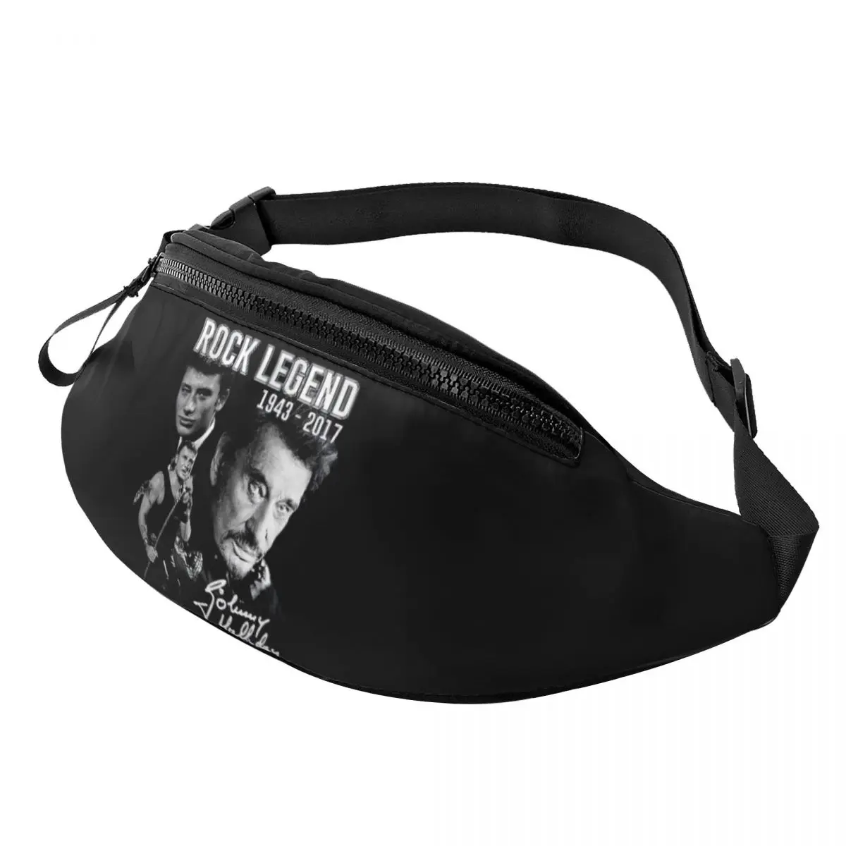 Custom Johnny Hallyday Fanny Pack Men Women France Rock Singer Crossbody Waist Bag for Traveling Phone Money Pouch