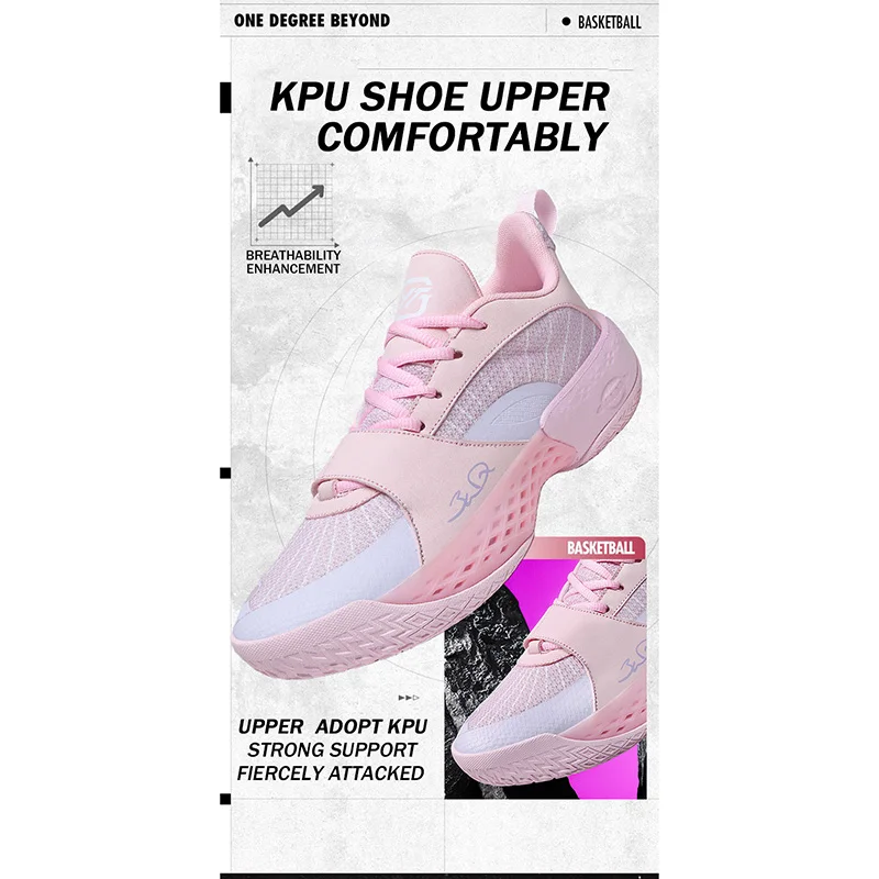 Lynjacye Pink Women Men's Basketball Shoes New Model Breathable Training Sports Sneaker Impact Protection Running Shoes