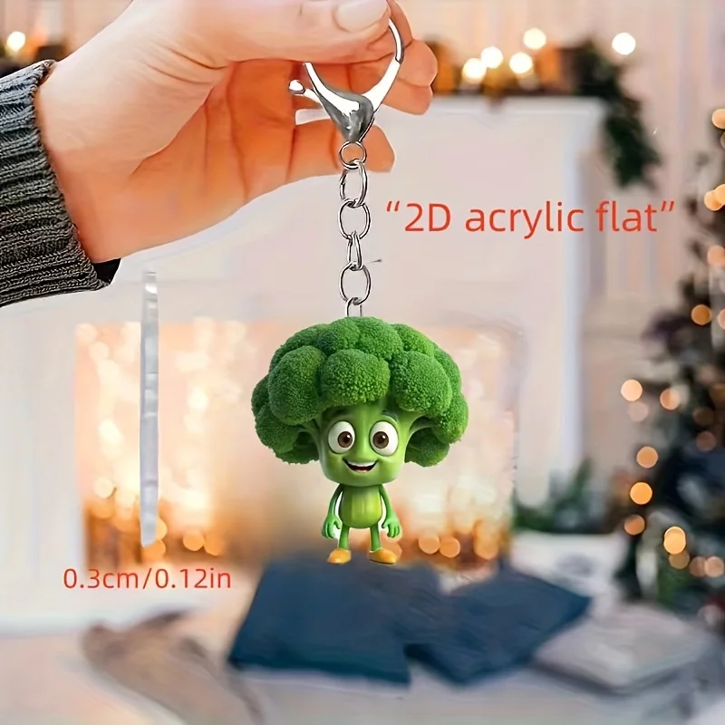 2D Charming Vegetable Keychain Flat Acrylic Pendant Perfect for Decorating Bags And Car Keys Ideal Holiday Party Gift For Friend