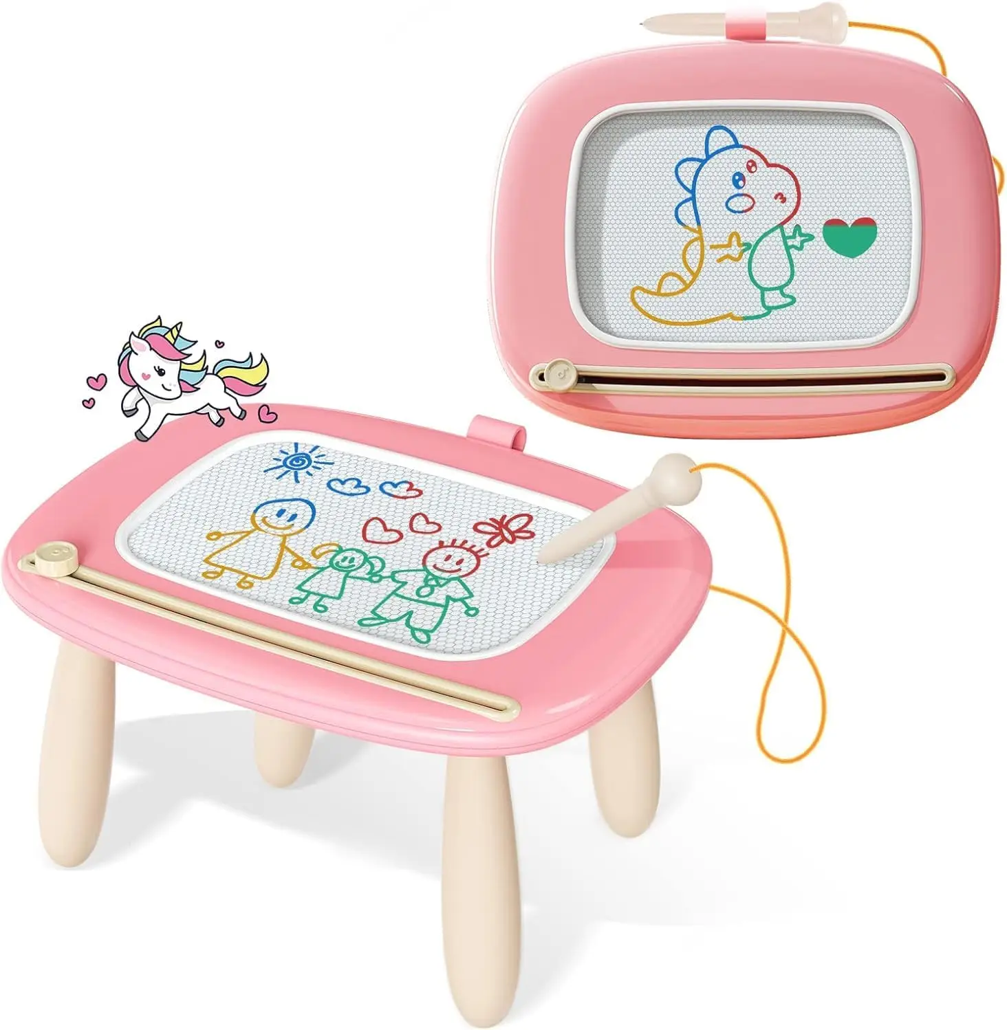 

Магнитная доска для рисования для малышей 1-3 лет, развивающая игрушка-доска для рисования в нежно-розовом цвете — идеальный подарок на день рождения для детей