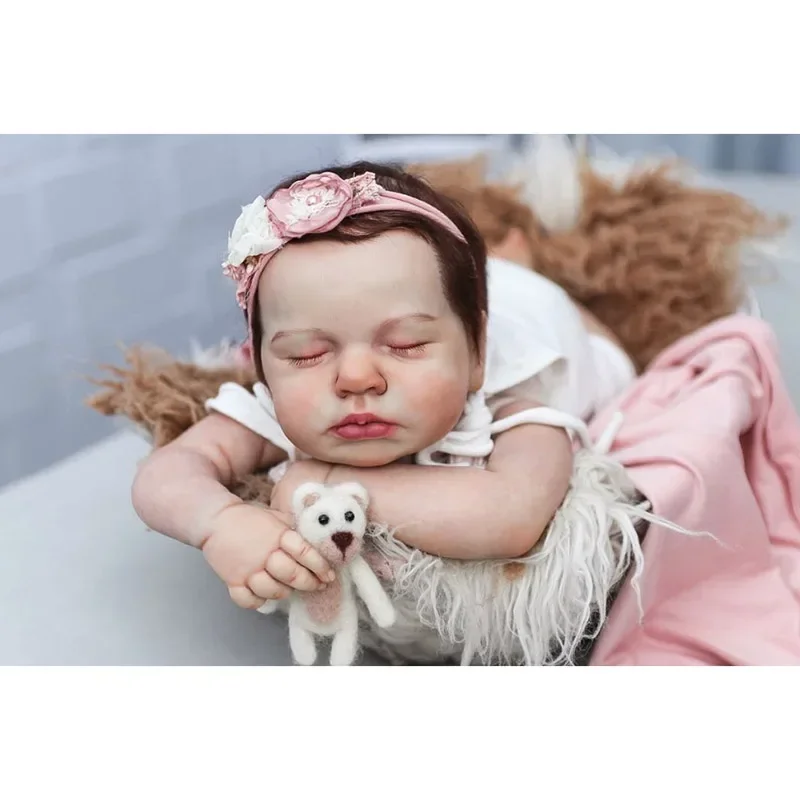 19-calowa silikonowa lalka Reborn Baby Doll Loulou z ręcznie ukorzenionymi włosami Realistyczna skóra 3D Widoczne żyły