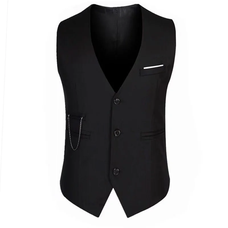 M-7XL Frühling/Sommer Herren-Anzugweste Ärmellose Weste mit Verstellbarer Taille Einreihige Einfarbige Business-Anzugweste für Hochzeiten – Detail 3