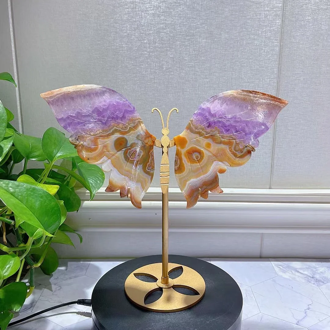 

Butterfly wings purple pink crystal handicraft ornament