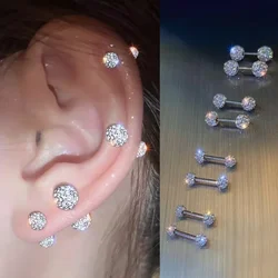 Trend Unisex Women Men Round Ball Crystal Zircon Studs Earrings Fashion Shiny Cartilage Piercing Jewelry Wholesale