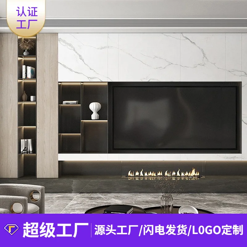 TV niche 85 75 inch TV niche embedded living room background steel plate stainless steel embedded niche