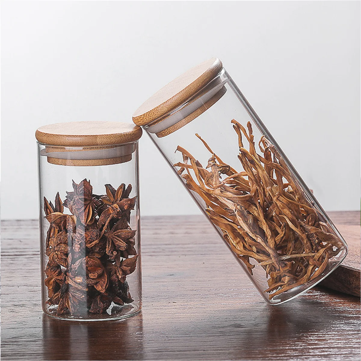 Clear Glass Transparent Glass Food Storage Jar With Lid Tea Coffee Beans Container Snack Nuts Sealed Box Kitchen Organizer