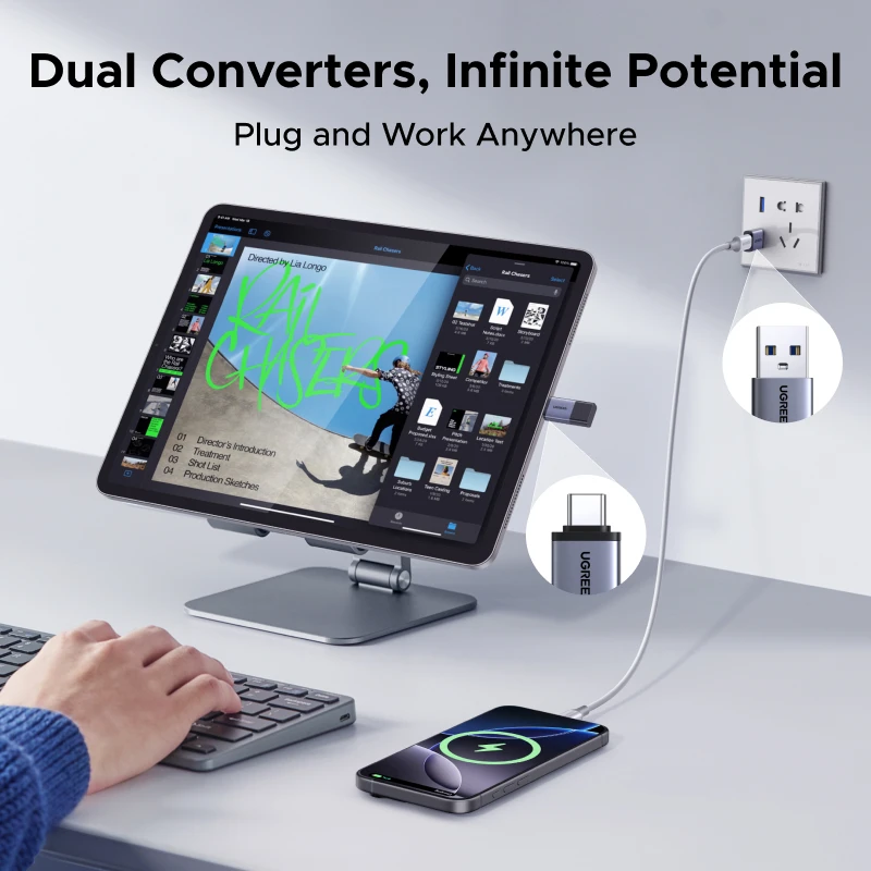 UGREEN USB 3.1 OTG محول USB ذكر إلى USB C أنثى محولات الكابلات 4 حزمة لماك بوك سامسونج S10 هواوي USB إلى Type-c OTG