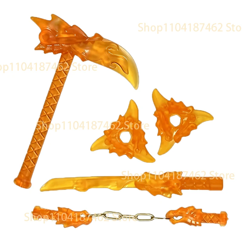 Elemental Anime Cartoon Bausteine Figur Schwert Katana Axt Umhang Modelle Zubehör Zusammenbau Mini-Bausteine Spielzeug Geschenk für Kinder H30