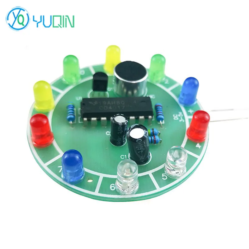 Voice Controlled LED Flow Light DIY Kit CD4017 Rotary Circulation Welding Practice Circuit Board