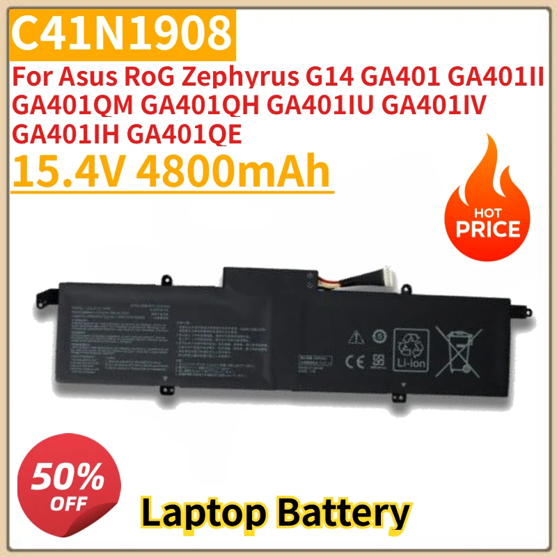 C41N1908 Laptop Battery 15.4V 4800mAh For Asus RoG Zephyrus G14 GA401 GA401II GA401QM GA401QH GA401IU GA401IV GA401IH GA401QE